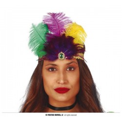 FASCIA ORO CON DIADEMA E PIUME