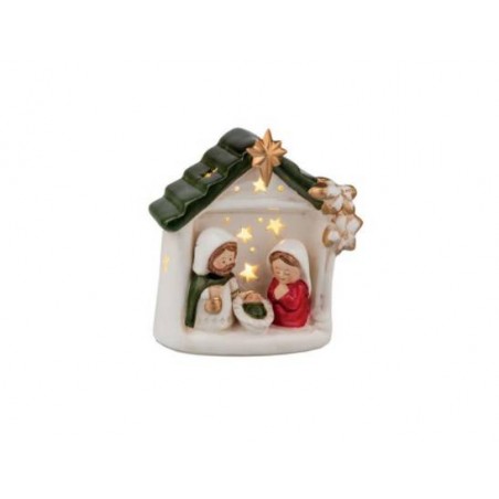 CASETTA SACRA FAMIGLIA C/LED H.12cm