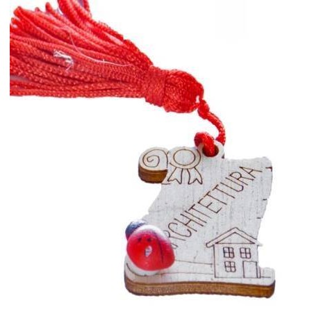 APPLICAZIONE MAGNETE PERGAMENA LEGNO C/NAPPA 'LAUREA ARCHITETTURA' 3,5cm 24pz