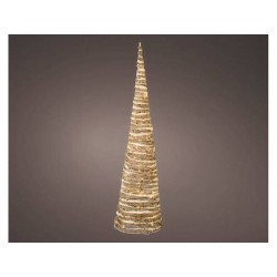 CONO IN RATTAN CON LUCE LED BIANCO CALDO H 60cm