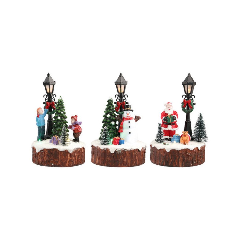 PAESAGGIO INVERNALE ANIMATO CON LUCI 9x9x15cm