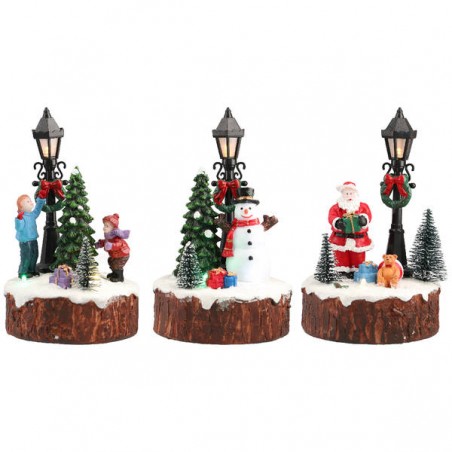 PAESAGGIO INVERNALE ANIMATO CON LUCI 9x9x15cm