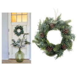 GHIRLANDA DI PINO CON GHIACCIO E PIGNE ø40cm