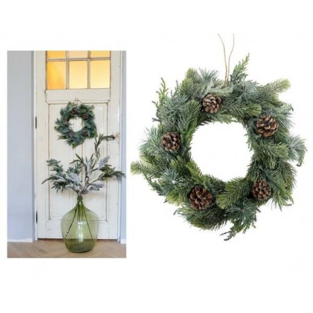 GHIRLANDA DI PINO CON GHIACCIO E PIGNE ø40cm