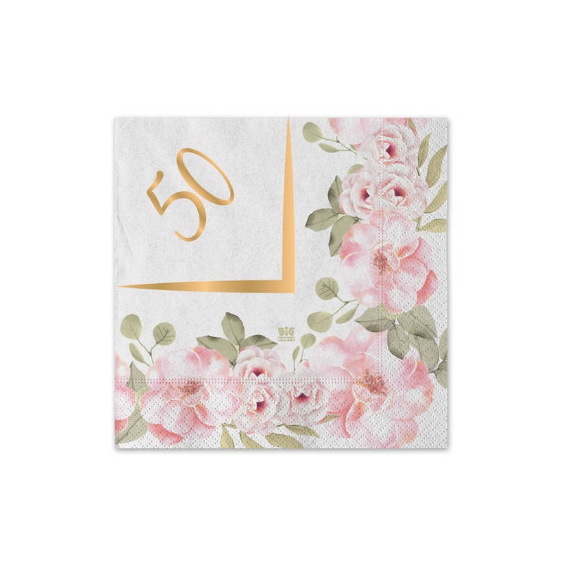 TOVAGLIOLI 25x25 50° ANNIVERSARIO FLORAL 20pz