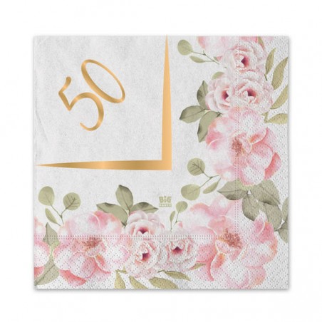 TOVAGLIOLI 25x25 50° ANNIVERSARIO FLORAL 20pz