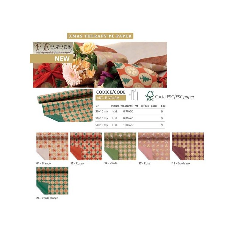 BOBINA CARTA PE PAPER XMAS THERAPY 50+10my h.1x25mt 17-ROSA