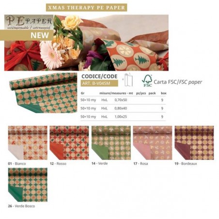 BOBINA CARTA PE PAPER XMAS THERAPY 50+10my h.1x25mt 17-ROSA