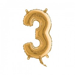 PALLONE NUMERO 3 MYLAR 36cm ORO