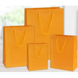 SHOPPER IN CARTA PLASTIFICATA OPACA 10x6,5x12cm ARANCIONE