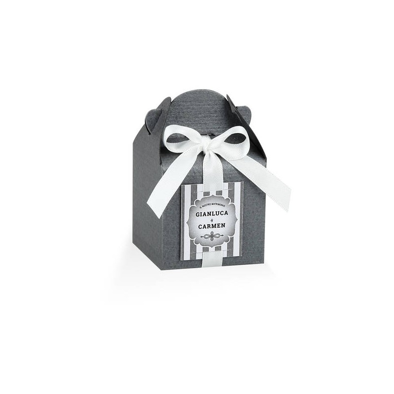SCATOLA ASTUCCIO SCRIGNO GRIGIO CON TARGHETTA 8x8x8cm 10pz