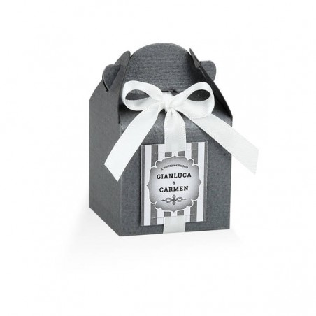SCATOLA ASTUCCIO SCRIGNO GRIGIO CON TARGHETTA 8x8x8cm 10pz