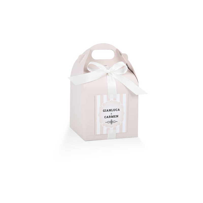 SCATOLA ASTUCCIO SCRIGNO ROSA CON TARGHETTA 5x5x5cm 10pz