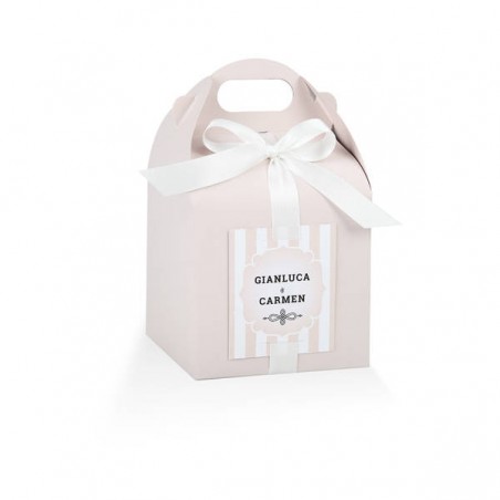 SCATOLA ASTUCCIO SCRIGNO ROSA CON TARGHETTA 5x5x5cm 10pz