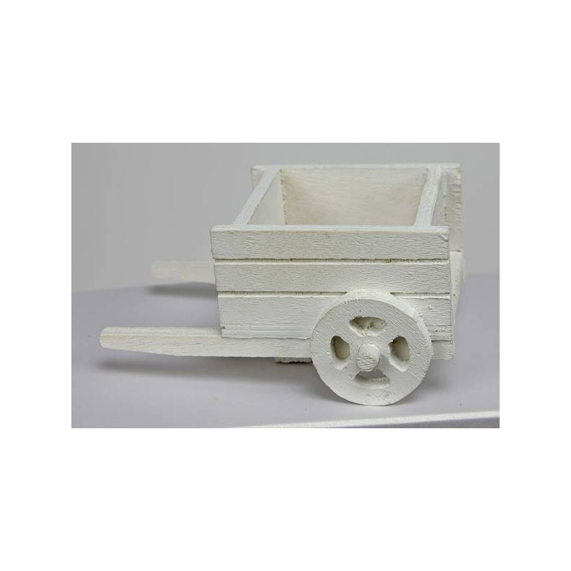 CARRETTO LEGNO 11x7x5,5cm BIANCO
