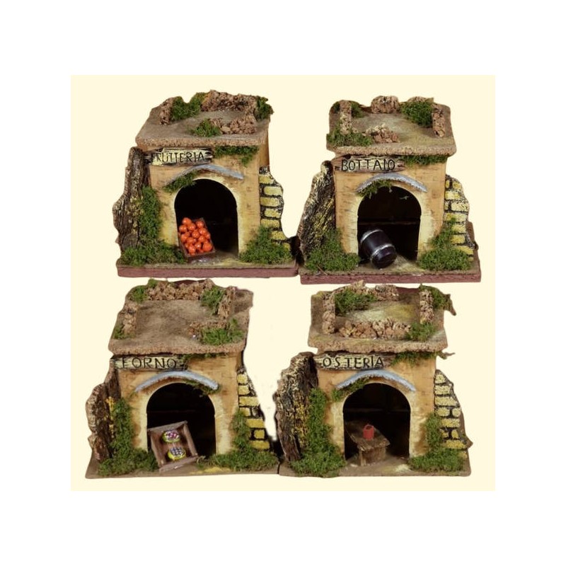 BOTTEGA CON INSEGNA E ACCESSORI 15x10x11cm 4 MOD.