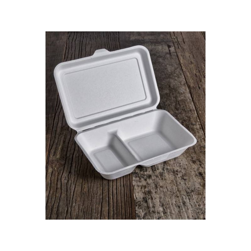 CONTENITORE 2 SCOMPARTI 1000ml 15,5x23,5xh7cm 25pz USOBIO (33x24x2/4cm)