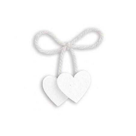COPPIA CUORICINI LEGNO BIANCO 12pz