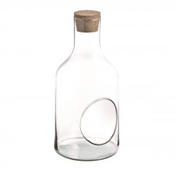 BOTTIGLIA VETRO C/BUCO+TAPPO SUGHERO H.35cm ø15cm W-394A