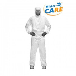 Mr.Care - TUTA RISCHIO MICROBIOLOGICO CAT.3 in PP Laminato 65gr/m² CON CAPPUCCIO BIANCA TG.L 1pz