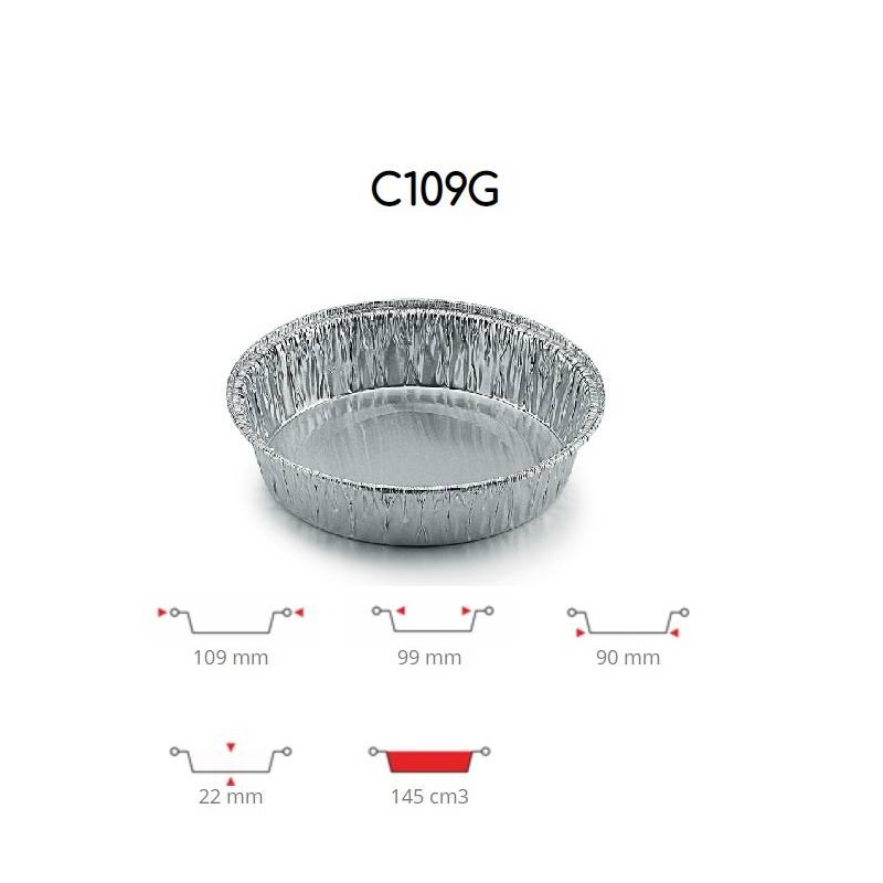 TEGLIA ALLUMINIO TORTINA PICCOLA BASSA C109G 150pz CONTITAL