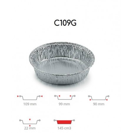 TEGLIA ALLUMINIO TORTINA PICCOLA BASSA C109G 150pz CONTITAL