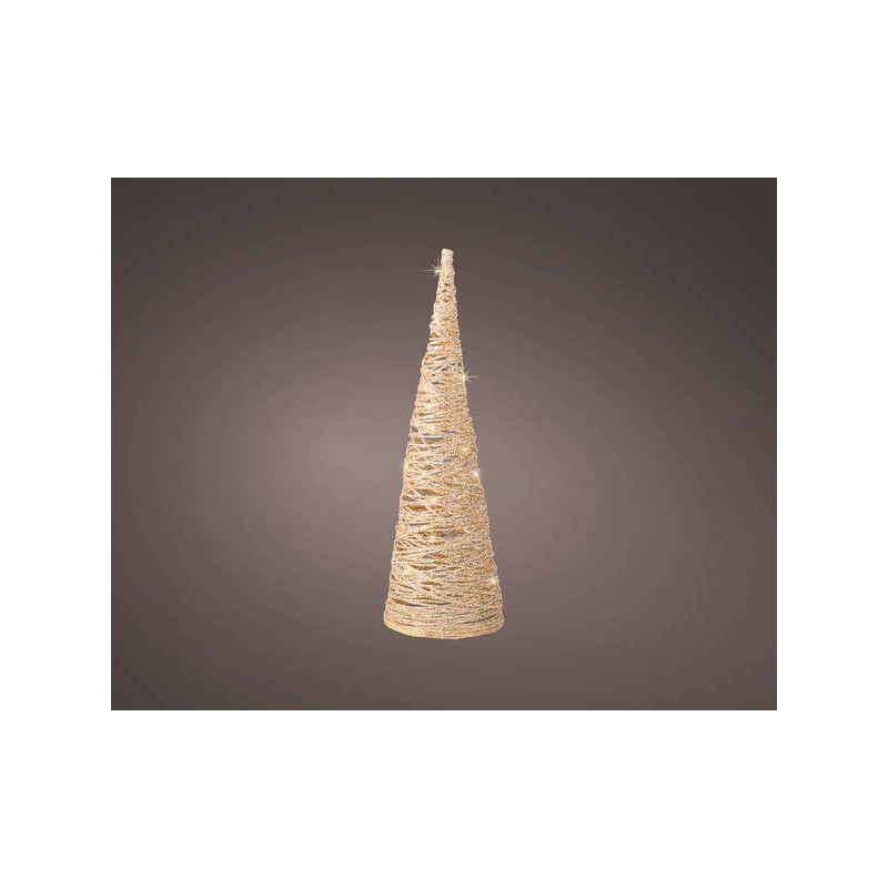 CONO DI CARTA CON LED FISSO 11x38cm COL.ORO-BIANCO