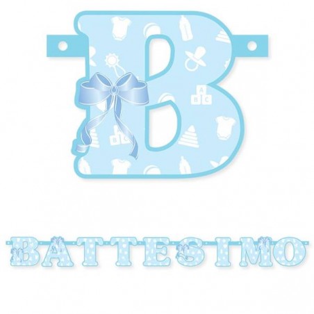 FESTONE SCRITTA BATTESIMO CELESTE cm15x1,40mt