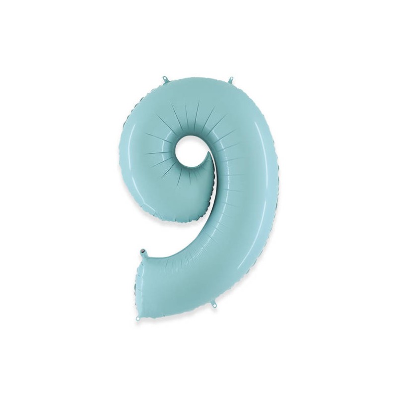 PALLONE NUMERO 9 MYLAR 102cm 40 CELESTE