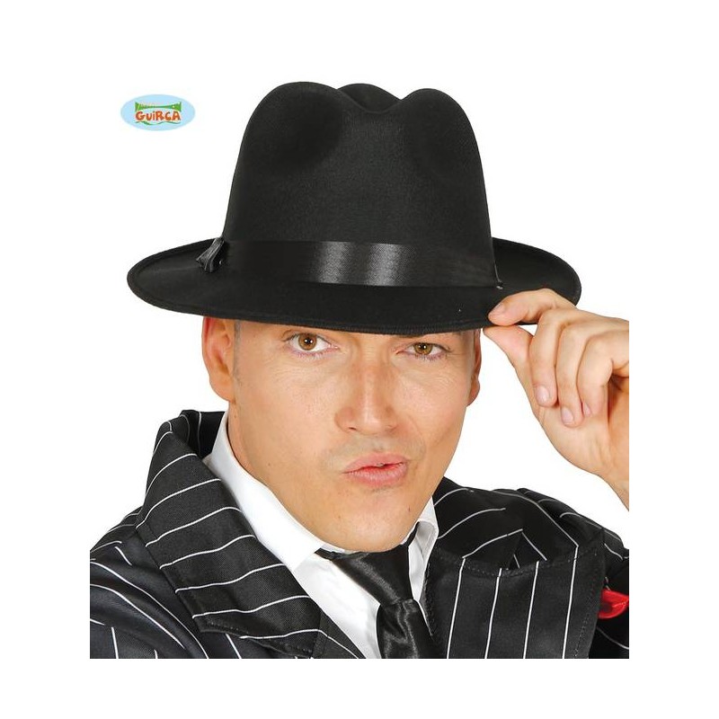 CAPPELLO GANGSTER NERO TESSUTO