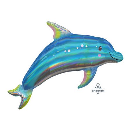 PALLONE MYLAR S/SHAPE DELFINO OLOGRAFICO 81x68cm