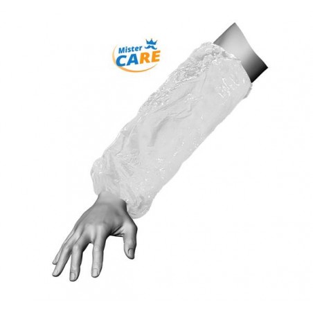 Mr.Care - MANICOTTO LDPE C/ELASTICI CUCITI 18my BIANCO 100pz