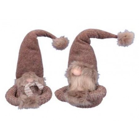 GNOMO MARRONE C/CAPPELLO SEDUTO ø13cm H.41cm ASS.TI 1pz