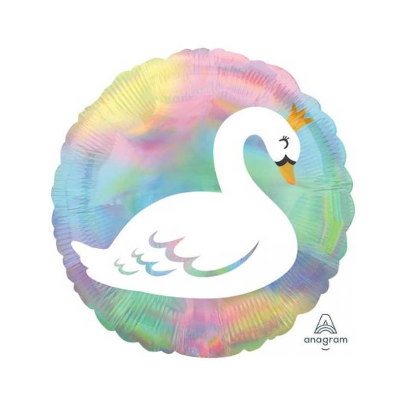PALLONE MYLAR 17'' CIGNO IRIDESCENTE 43cm