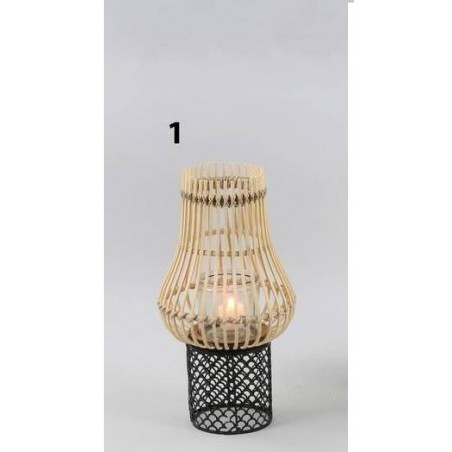 LANTERNA IN LEGNO C/BASE MARRONE H.40cm