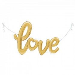 PALLONE MYLAR S/SHAPE 47'' SCRITTA LOVE ORO