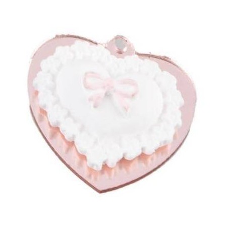 MAGNETE PLEXI FORMA CUORE IN GESSO H.3cm ROSA 12pz