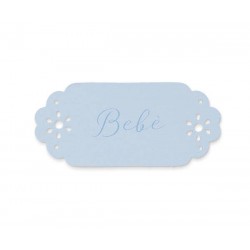 TAG FIORELLINI TRAFORATI AZZURRO BEBE' 6cm 12pz
