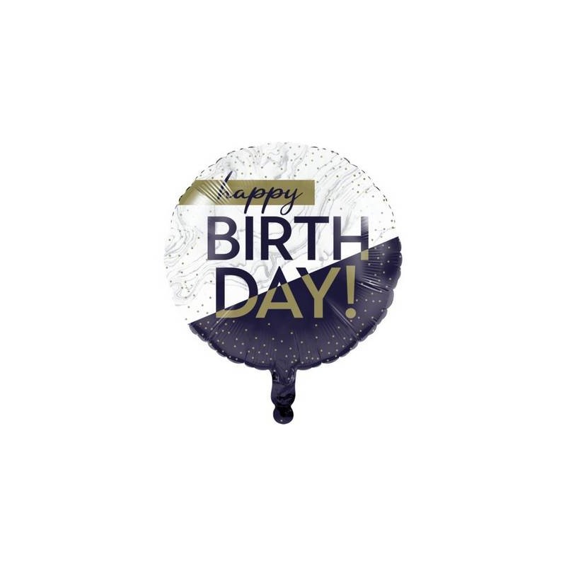 PALLONE MYLAR 18'' HAPPY BIRTHDAY NAVY&GOLD 45cm