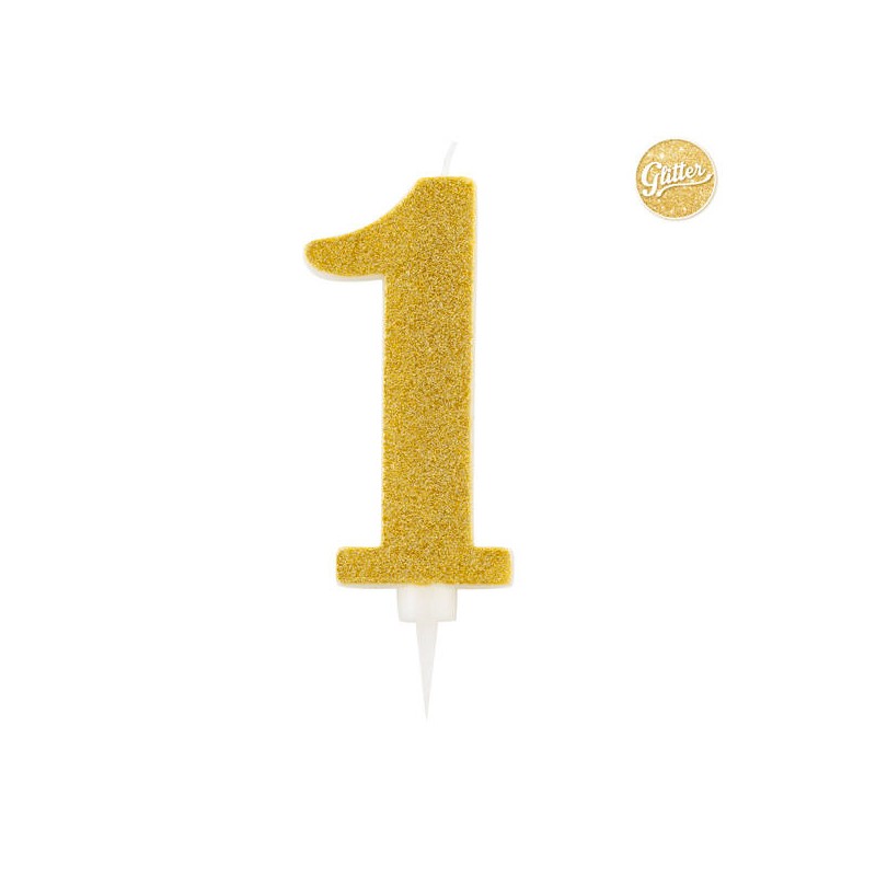 CANDELINA GLITTER N.1 ORO 15,5cm