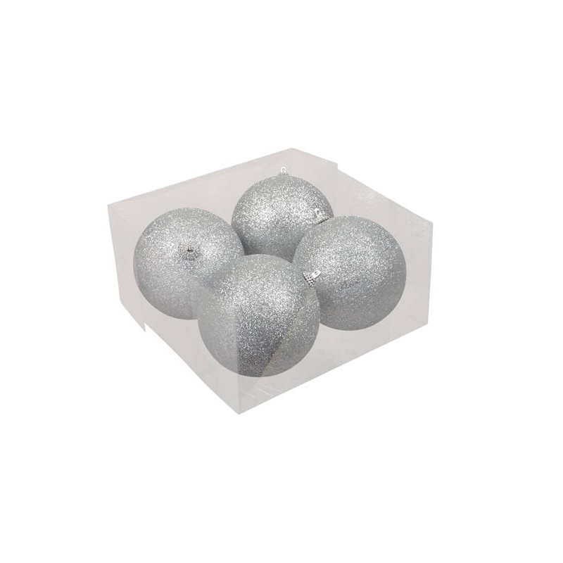 PALLINE PLASTICA ø10mm ARGENTO GLITTER 4pz