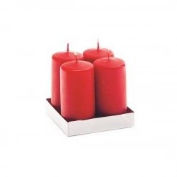 MOCCOLO TONDO CERA ROSSO LUCIDO 5x10cm 4pz