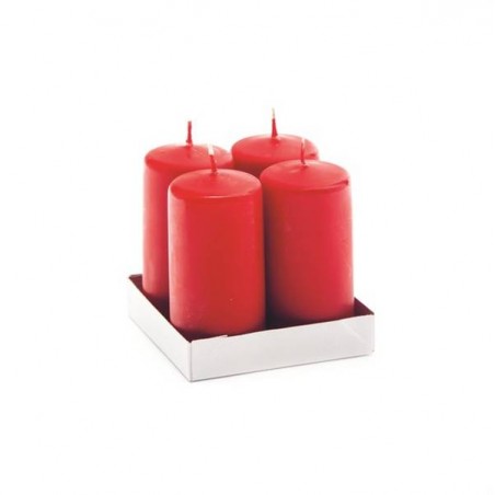MOCCOLO TONDO CERA ROSSO LUCIDO 5x10cm 4pz