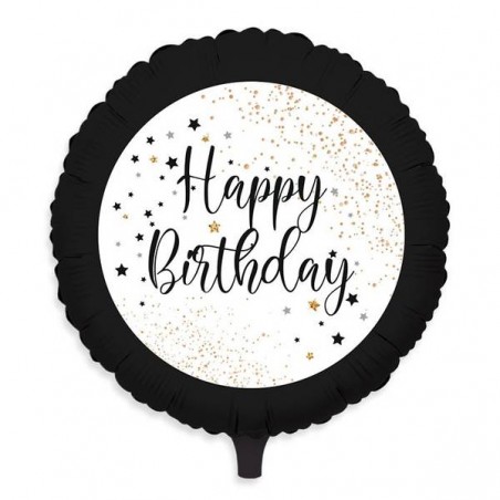 PALLONE MYLAR HAPPY BIRTHDAY CON BORDO NERO 45cm