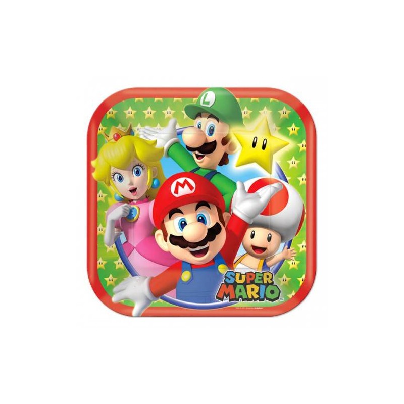 PIATTI DESSERT QUADRATI SUPER MARIO 8pz