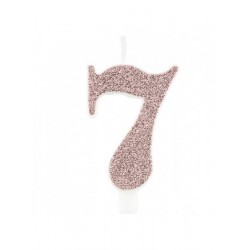CANDELINA NUMERO 7 GLITTER ROSE GOLD 9,5cm
