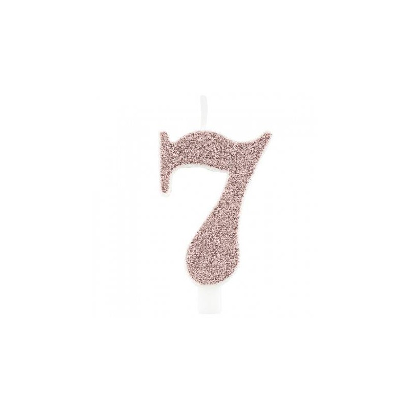CANDELINA NUMERO 7 GLITTER ROSE GOLD 9,5cm