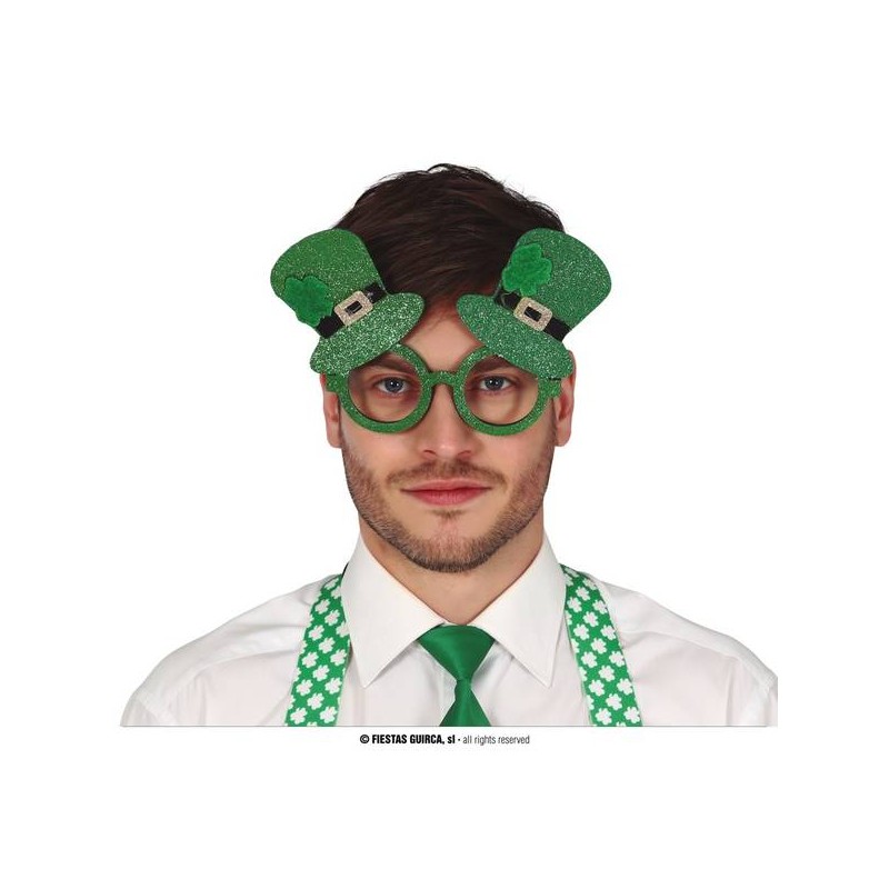 OCCHIALI SAN PATRIZIO VERDI C/GLITTER E CAPPELLO