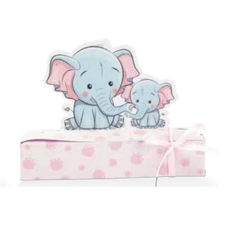 SCATOLA C/ELEFANTE MAMMA-BIMBA 10x3xH7,5cm 10pz