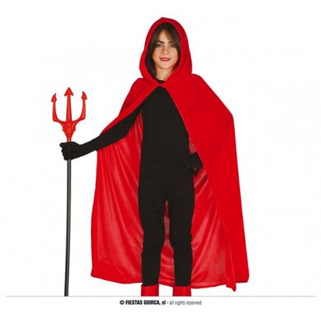 MANTELLO BAMBINO VELLUTO ROSSO CON CAPPUCCIO 100cm